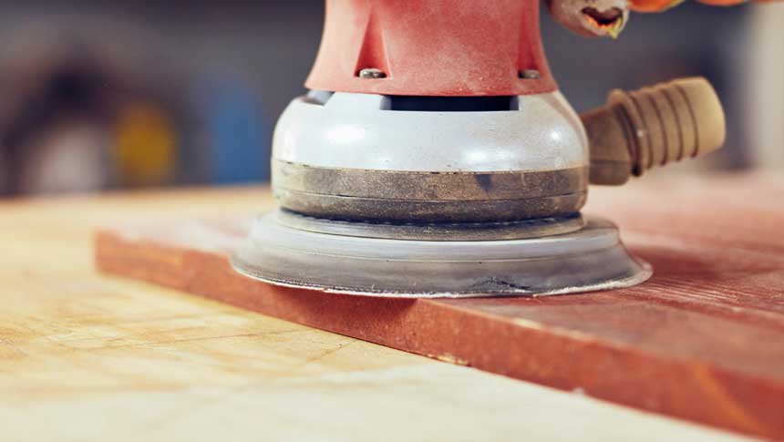 sanding with orbital sander